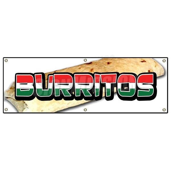 Burritos Banner Heavy Duty 13 Oz Vinyl with Grommets Single Sided